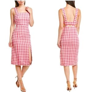 FINDERS KEEPERS Gigi Pink Gingham Sleeveless Midi Backless Fitted Dress XS